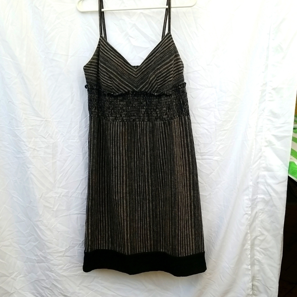 Vintage Blunauta size 46 women's linen sundress black and cream stripes